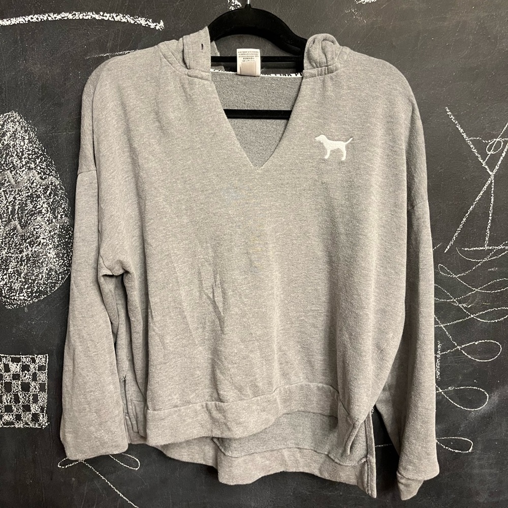 PINK gray crop top hoodie